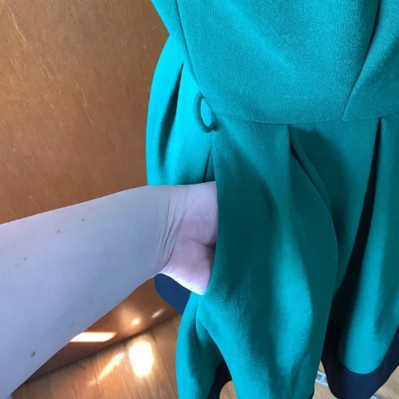 Double Zero black & Kelly green colorblock dress L - Picture 3 of 9